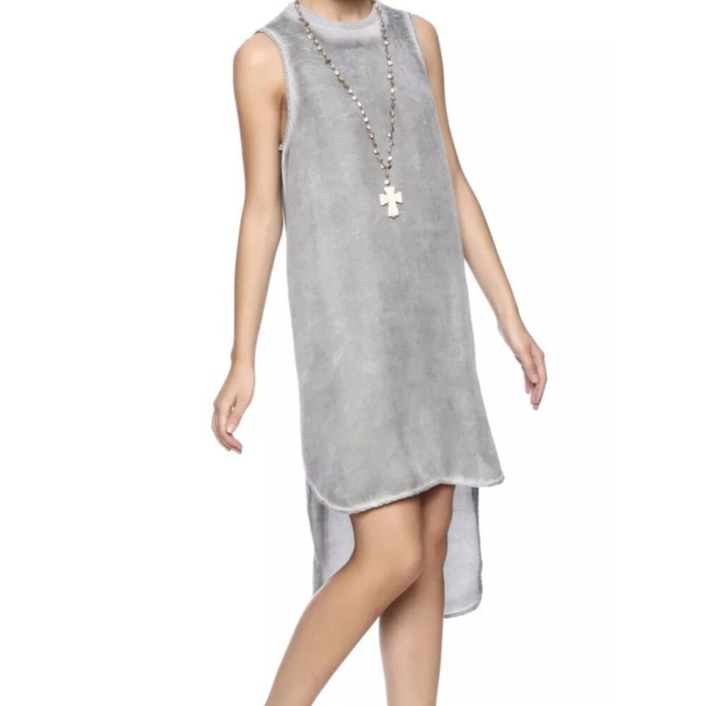 Anthropologie CLOTH & STONE Gray Stonewash Sleeveless Hi-Lo Tunic Tank Dress XS - Picture 2 of 9